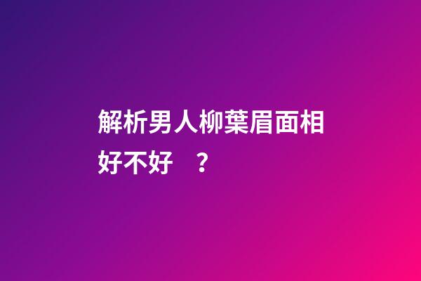 解析男人柳葉眉面相好不好？